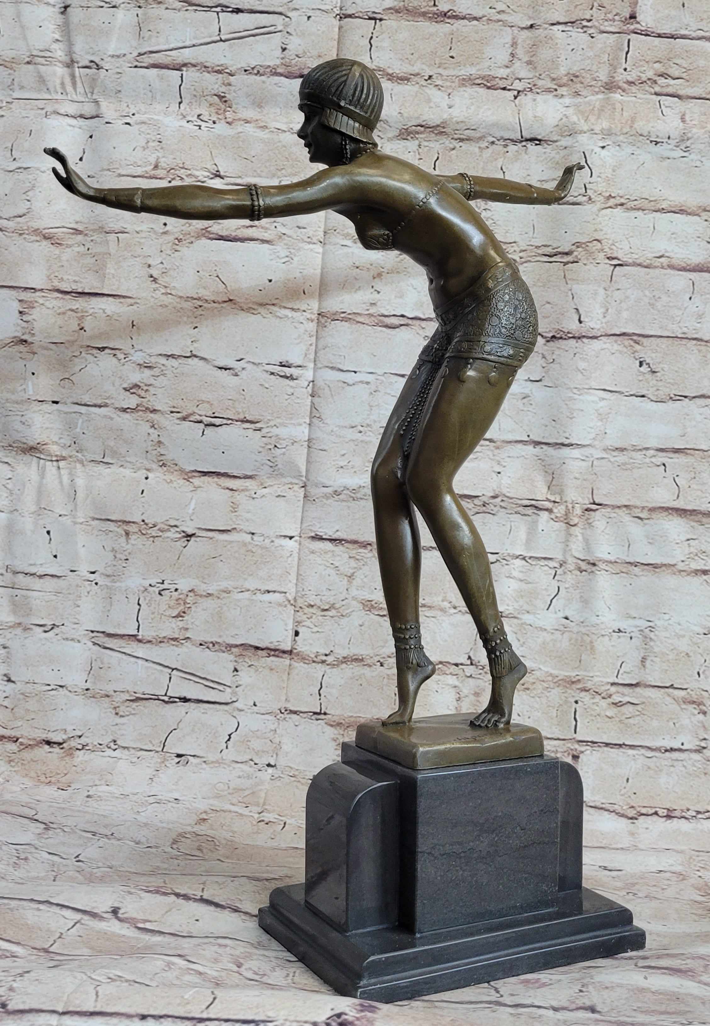 Phoenician Dancer Art Deco Bronze Sculpture by D.H. Chiparus 19" x 14"
