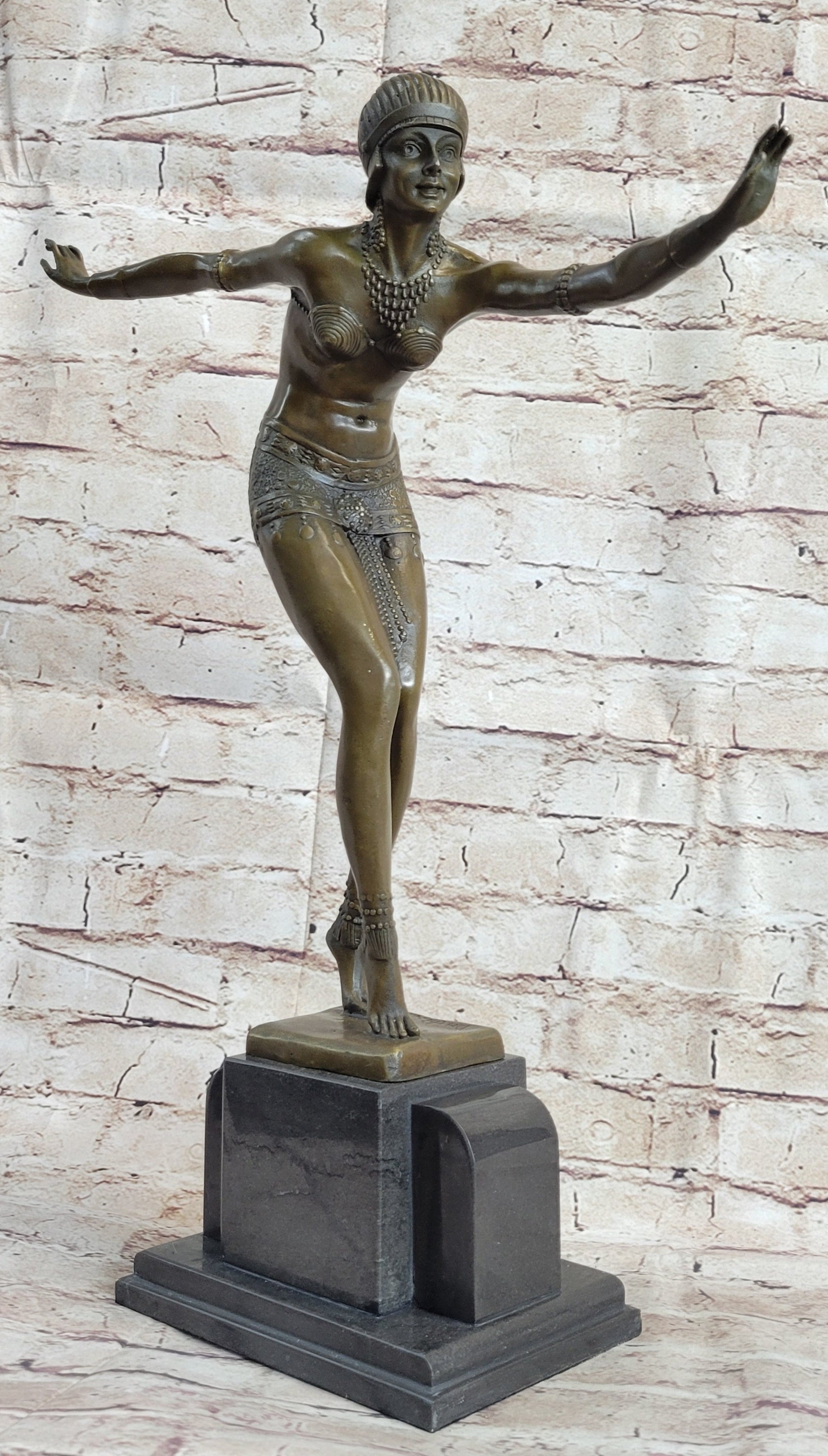 Phoenician Dancer Art Deco Bronze Sculpture by D.H. Chiparus 19" x 14"