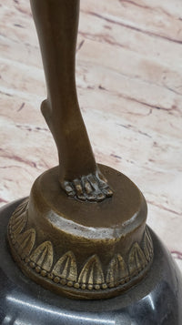 Art Deco Nude Female Juggler Dancer Bronze Sculpture Statue Figure on Marble Base