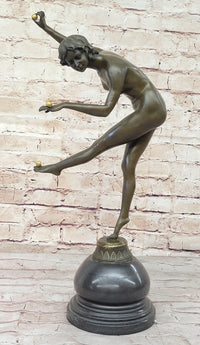 Juggling Balancing Acrobat Dancer Girl Nude Female Bronze Sculpture
