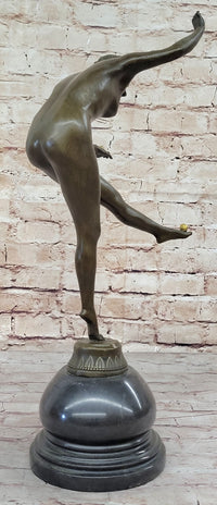 Juggling Balancing Acrobat Dancer Girl Nude Female Bronze Sculpture