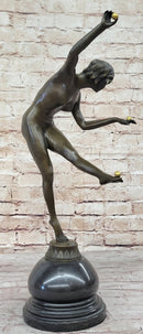 Juggling Balancing Acrobat Dancer Girl Nude Female Bronze Sculpture