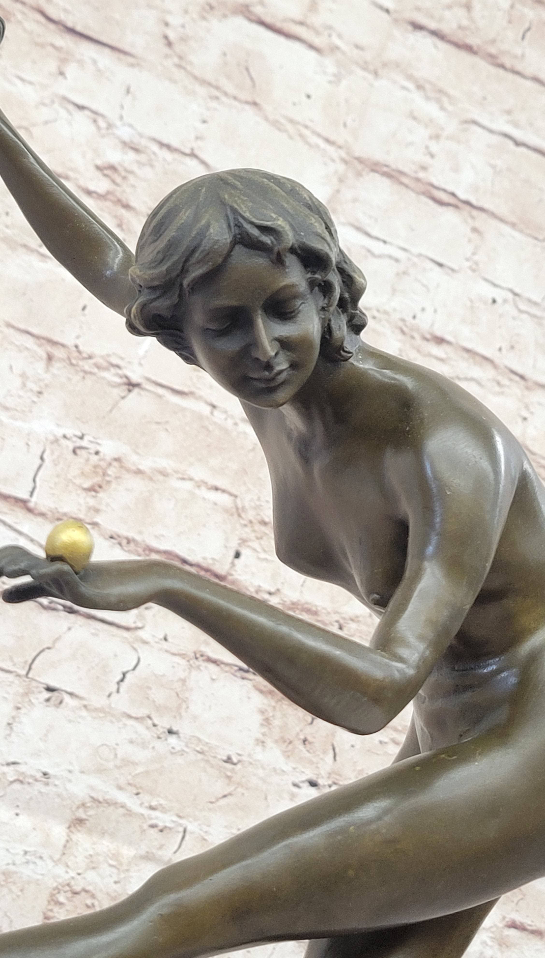 Juggling Balancing Acrobat Dancer Girl Nude Female Bronze Sculpture