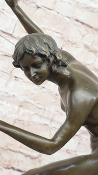 Juggling Balancing Acrobat Dancer Girl Nude Female Bronze Sculpture