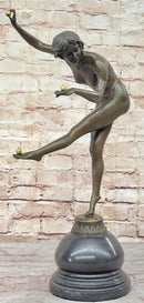 Juggling Balancing Acrobat Dancer Girl Nude Female Bronze Sculpture