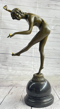 Nude Female Juggler Dancer - Art Deco Bronze Sculpture by Claire Colinet