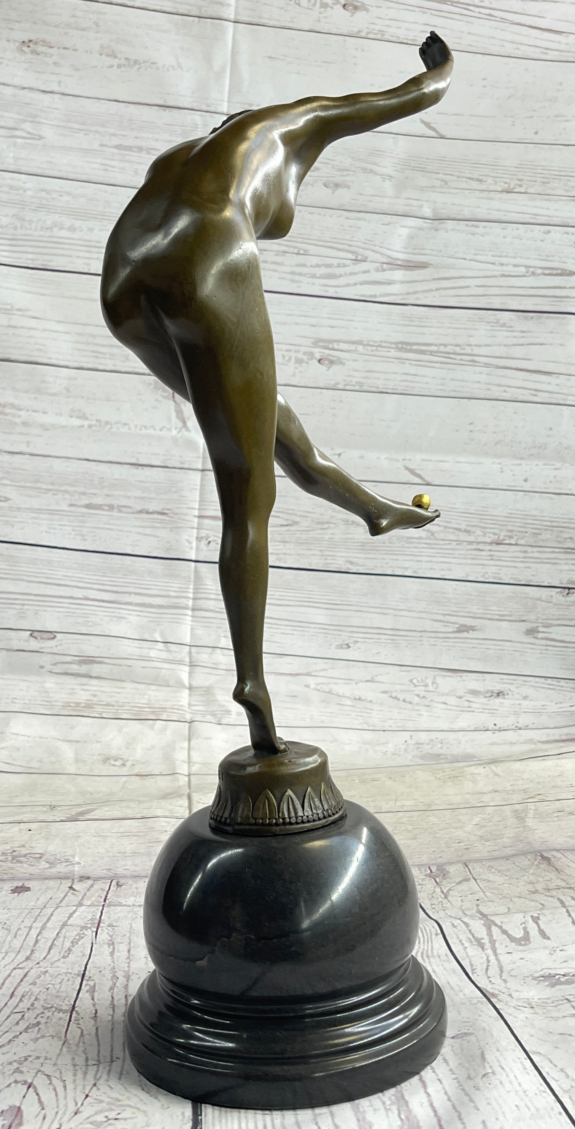 Nude Female Juggler Dancer - Art Deco Bronze Sculpture by Claire Colinet