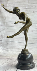 Nude Female Juggler Dancer - Art Deco Bronze Sculpture by Claire Colinet