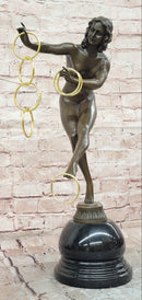 Art Deco Bronze Magic ring Dancer Signed Colinet Nude Sculpture Figurine