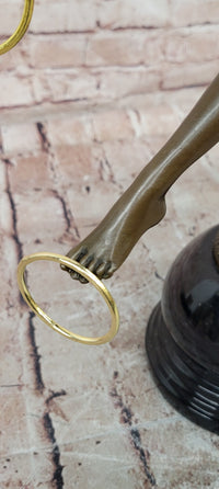 Art Deco Bronze Magic ring Dancer Signed Colinet Nude Sculpture Figurine