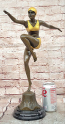 Signed Preiss Dancer Ballerina Genuine Bronze Sculpture Statue Art Deco Figurine