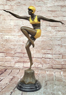 Signed Preiss Dancer Ballerina Genuine Bronze Sculpture Statue Art Deco Figurine