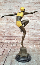 Signed Preiss Dancer Ballerina Genuine Bronze Sculpture Statue Art Deco Figurine