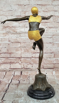 Signed Preiss Dancer Ballerina Genuine Bronze Sculpture Statue Art Deco Figurine