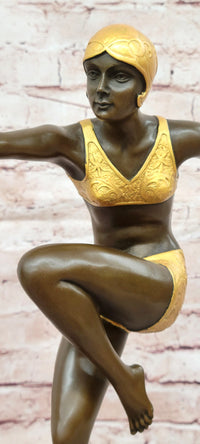 Signed Preiss Dancer Ballerina Genuine Bronze Sculpture Statue Art Deco Figurine