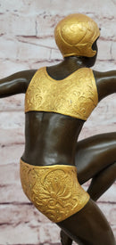 Signed Preiss Dancer Ballerina Genuine Bronze Sculpture Statue Art Deco Figurine