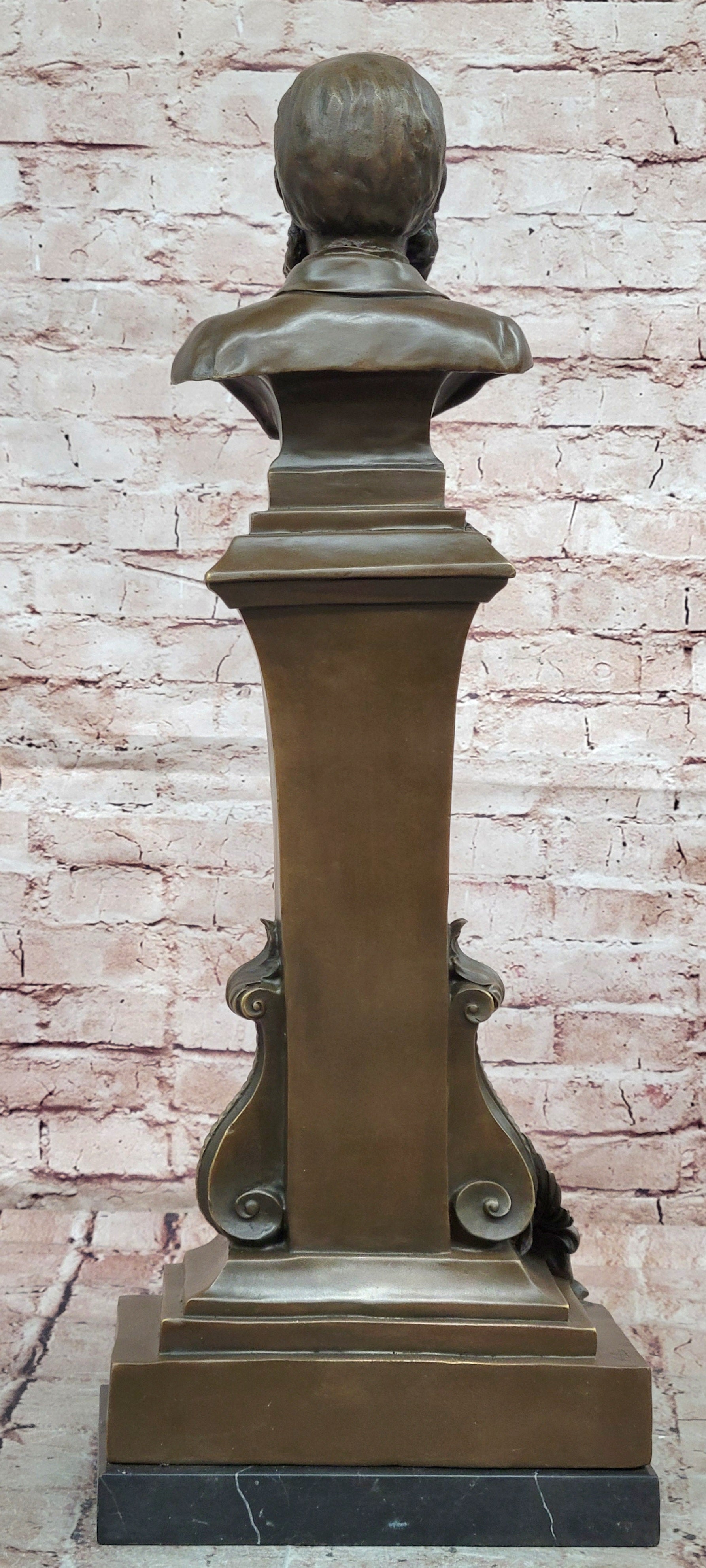 Genuine Bronze Charles Ground Bust with Maiden Holding Bronze Sculpture