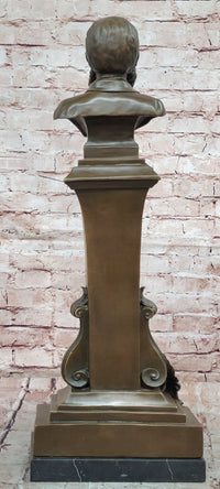Genuine Bronze Charles Ground Bust with Maiden Holding Bronze Sculpture
