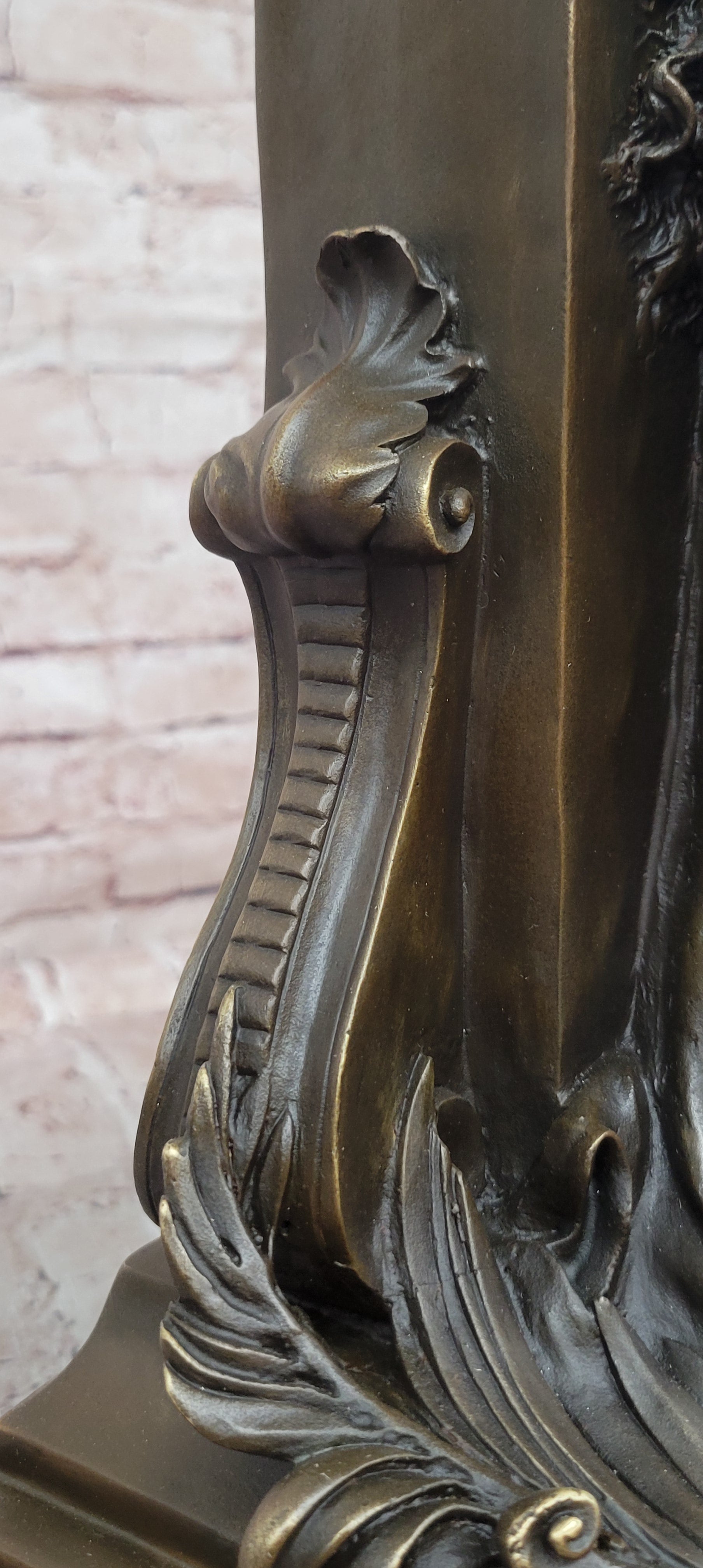 Genuine Bronze Charles Ground Bust with Maiden Holding Bronze Sculpture