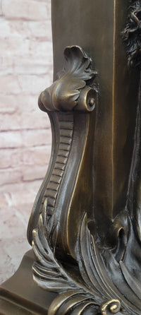 Genuine Bronze Charles Ground Bust with Maiden Holding Bronze Sculpture