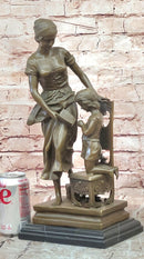 Signed Original Milo Mother and Daughter Praying Genuine Bronze Sculpture Statue