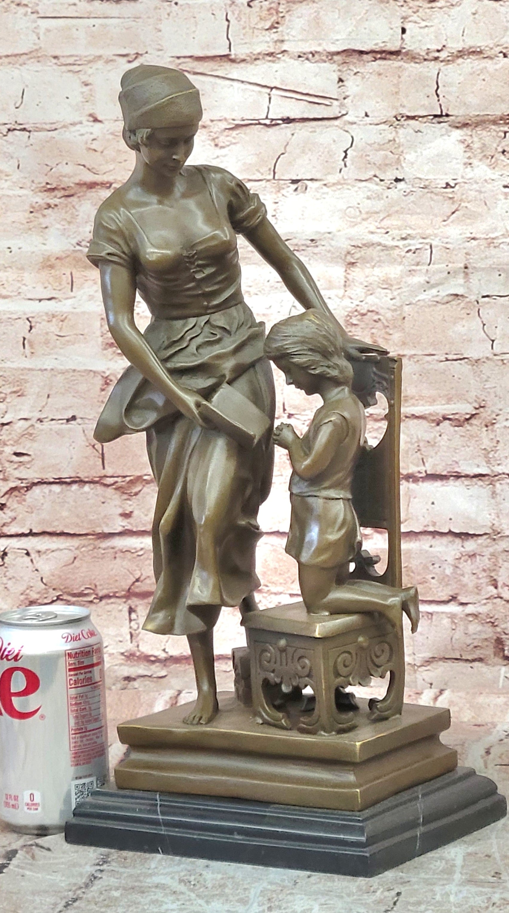 Signed Original Milo Mother and Daughter Praying Genuine Bronze Sculpture Statue