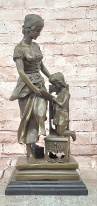 Signed Original Milo Mother and Daughter Praying Genuine Bronze Sculpture Statue