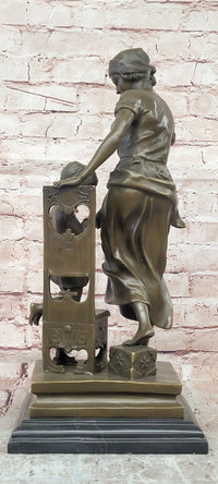 Signed Original Milo Mother and Daughter Praying Genuine Bronze Sculpture Statue