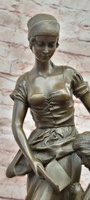 Signed Original Milo Mother and Daughter Praying Genuine Bronze Sculpture Statue