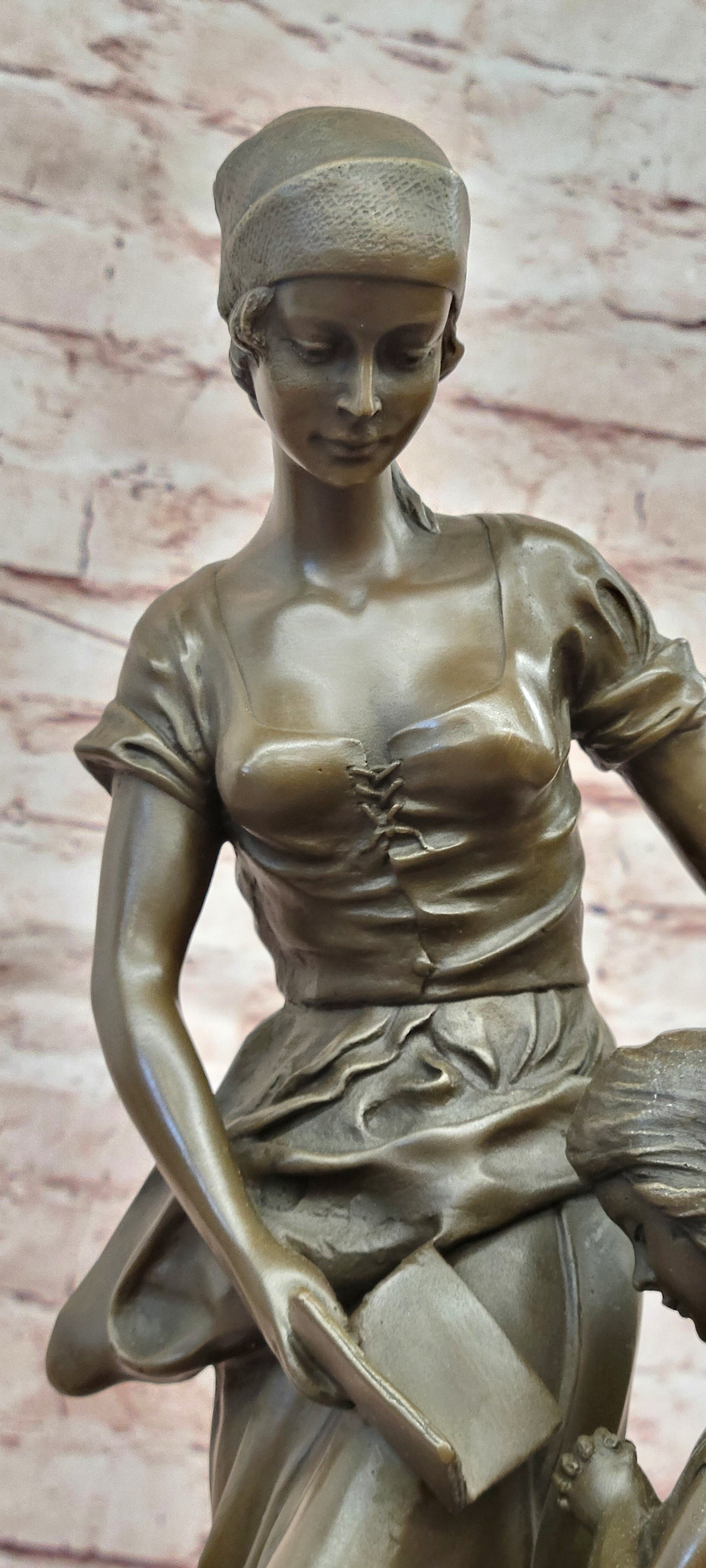 Signed Original Milo Mother and Daughter Praying Genuine Bronze Sculpture Statue