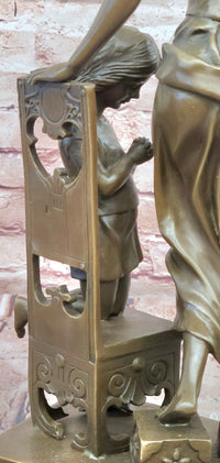Signed Original Milo Mother and Daughter Praying Genuine Bronze Sculpture Statue