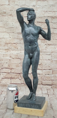 Adam Statue by Famous Rodin Bronze Replication Classical Sculpture Art 20.5''