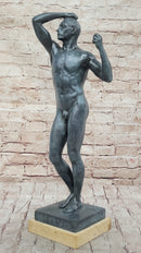 Adam Statue by Famous Rodin Bronze Replication Classical Sculpture Art 20.5''