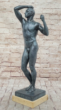 Adam Statue by Famous Rodin Bronze Replication Classical Sculpture Art 20.5''