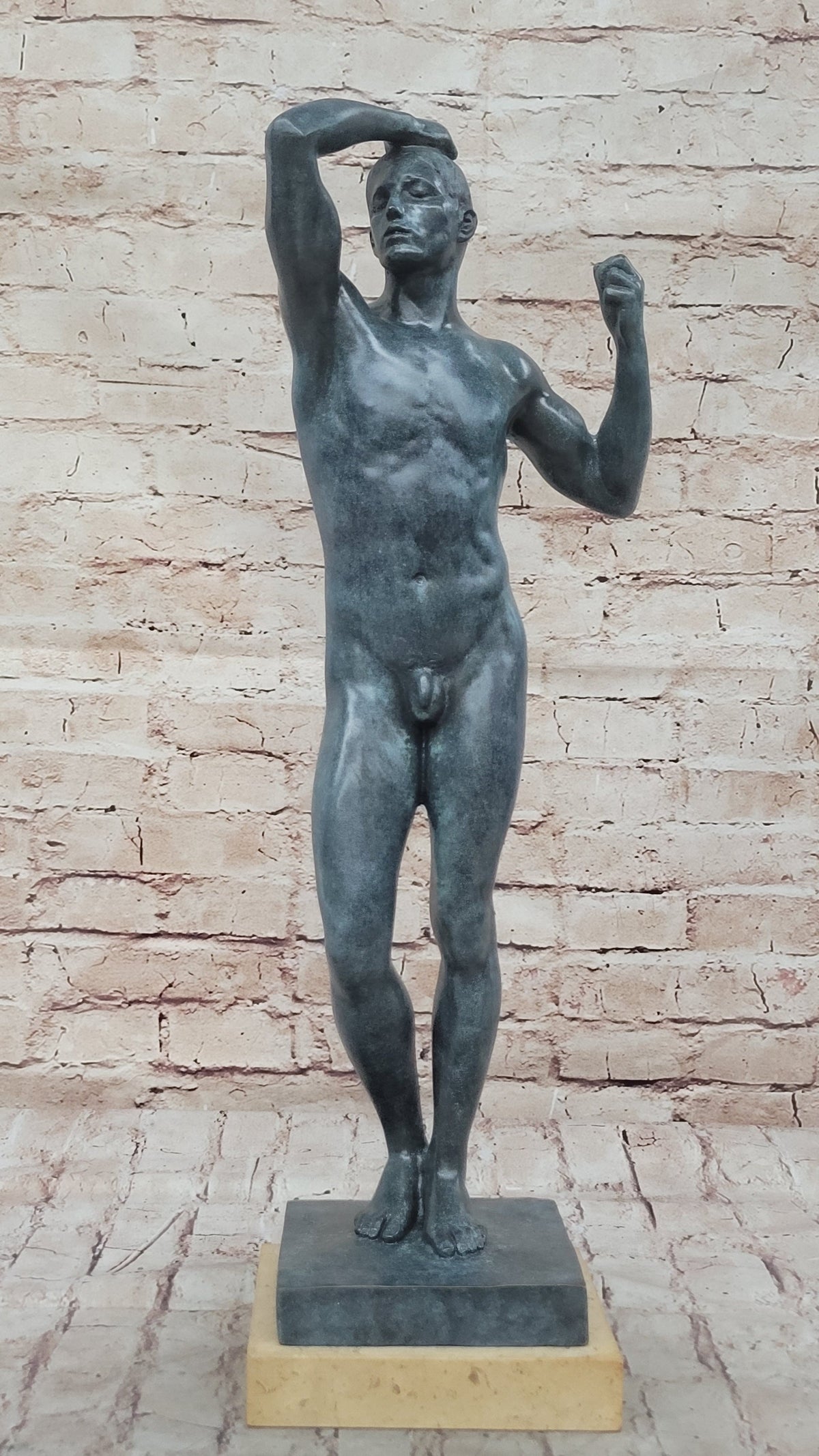 Adam Statue by Famous Rodin Bronze Replication Classical Sculpture Art 20.5''