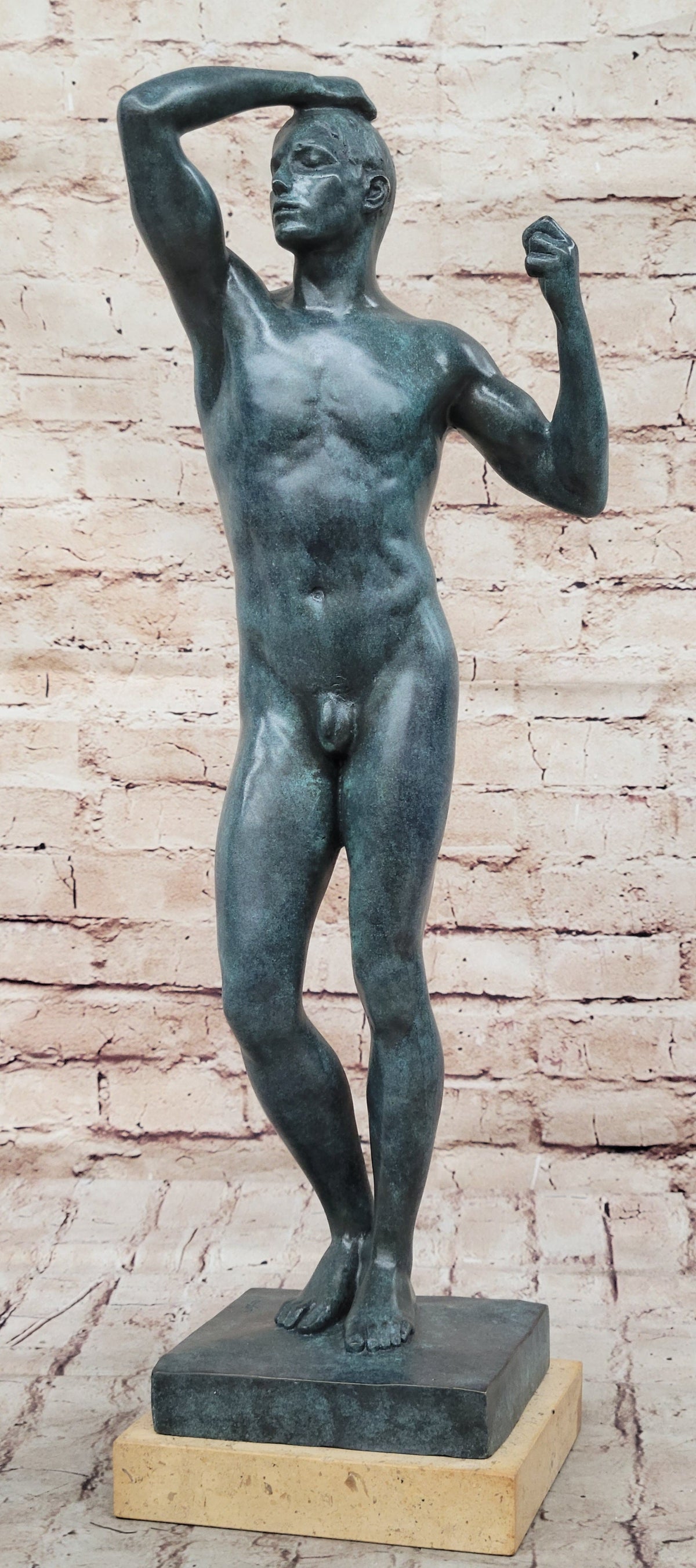 Adam Statue by Famous Rodin Bronze Replication Classical Sculpture Art 20.5''