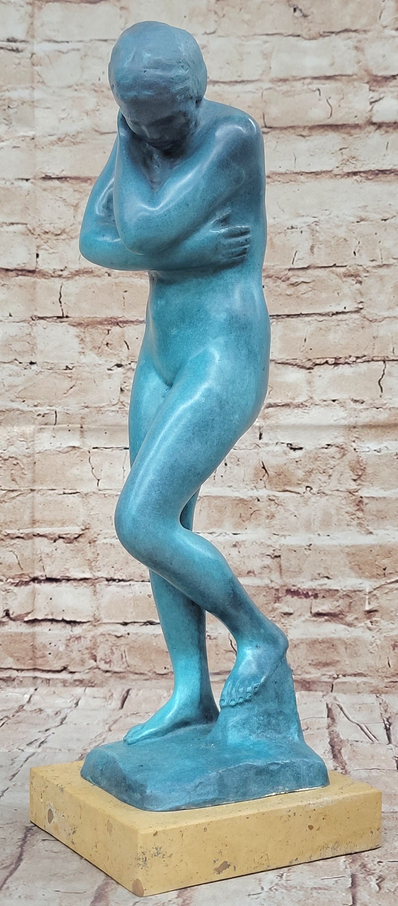 EVE by Auguste Rodin - Nude Female Figure Bronze Sculpture Realism Colorful Patina