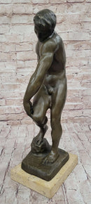ADAM by Auguste Rodin (1880) Bronze Sculpture on Marble Base