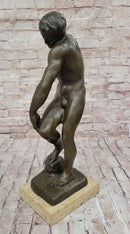 ADAM by Auguste Rodin (1880) Bronze Sculpture on Marble Base