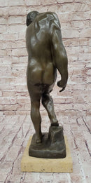 ADAM by Auguste Rodin (1880) Bronze Sculpture on Marble Base