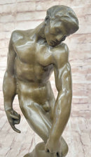 ADAM by Auguste Rodin (1880) Bronze Sculpture on Marble Base