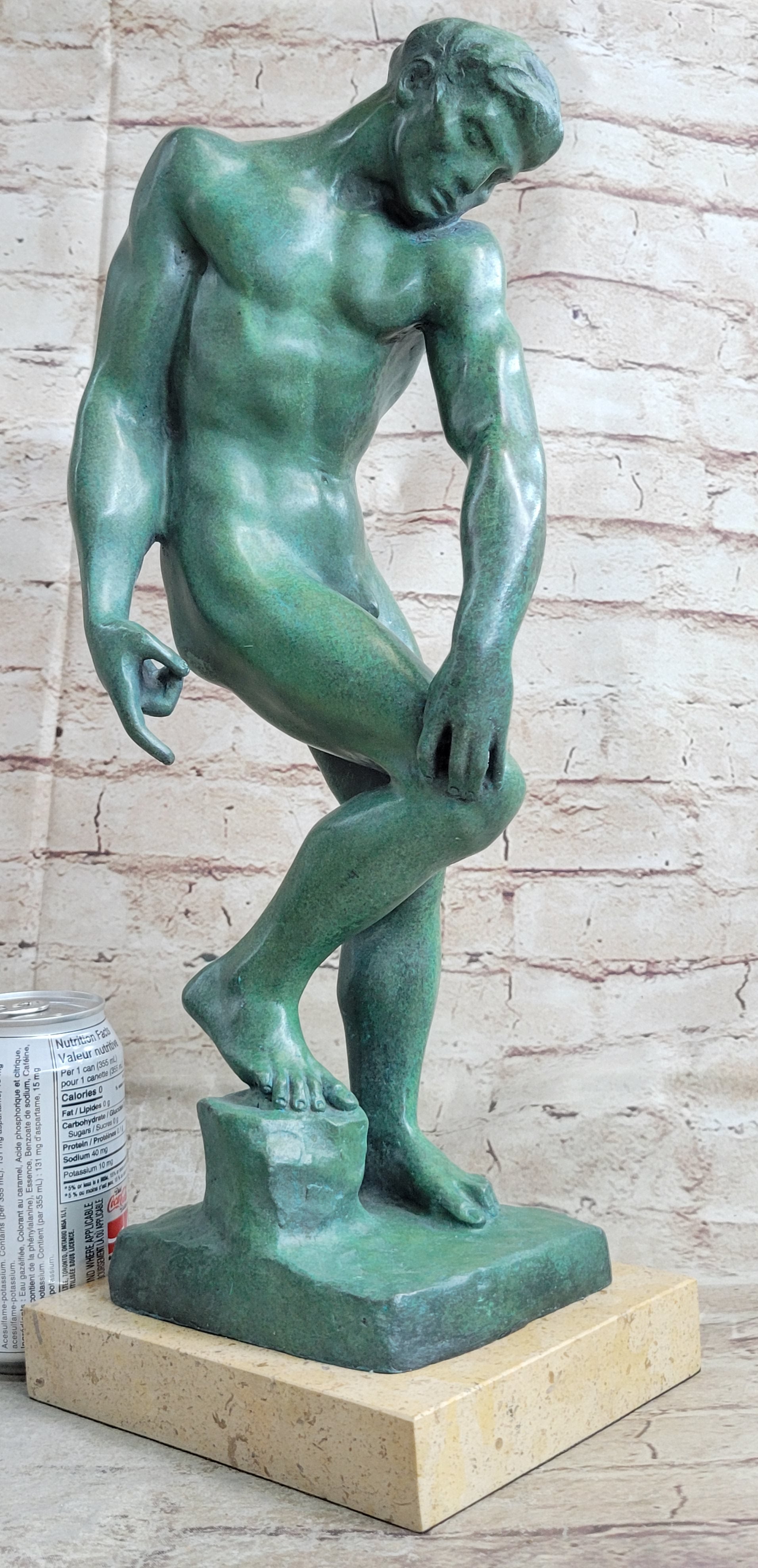 ADAM by Auguste Rodin - Bronze Sculpture with Green Patina