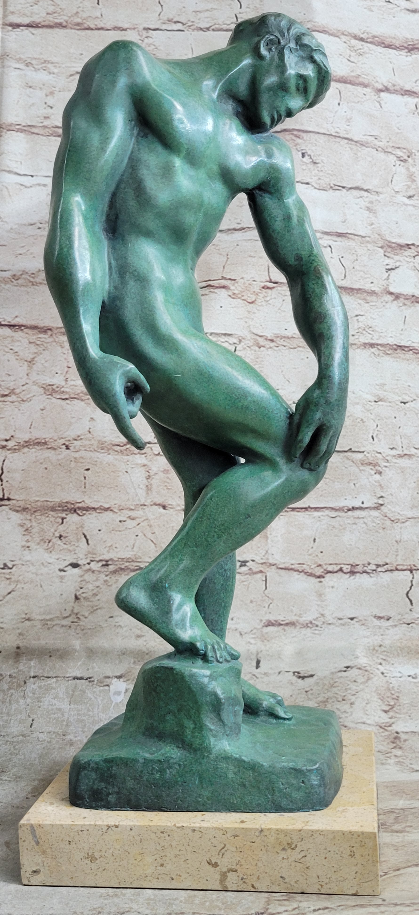 ADAM by Auguste Rodin - Bronze Sculpture with Green Patina