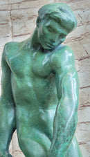 ADAM by Auguste Rodin - Bronze Sculpture with Green Patina