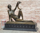 Art Nouveau Style Sexy Woman Capturing Moon Bronze Sculpture Statue Figure