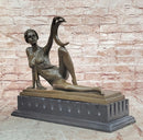 Art Nouveau Style Sexy Woman Capturing Moon Bronze Sculpture Statue Figure