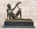 Art Nouveau Style Sexy Woman Capturing Moon Bronze Sculpture Statue Figure
