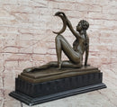 Art Nouveau Style Sexy Woman Capturing Moon Bronze Sculpture Statue Figure