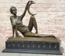 Art Nouveau Style Sexy Woman Capturing Moon Bronze Sculpture Statue Figure
