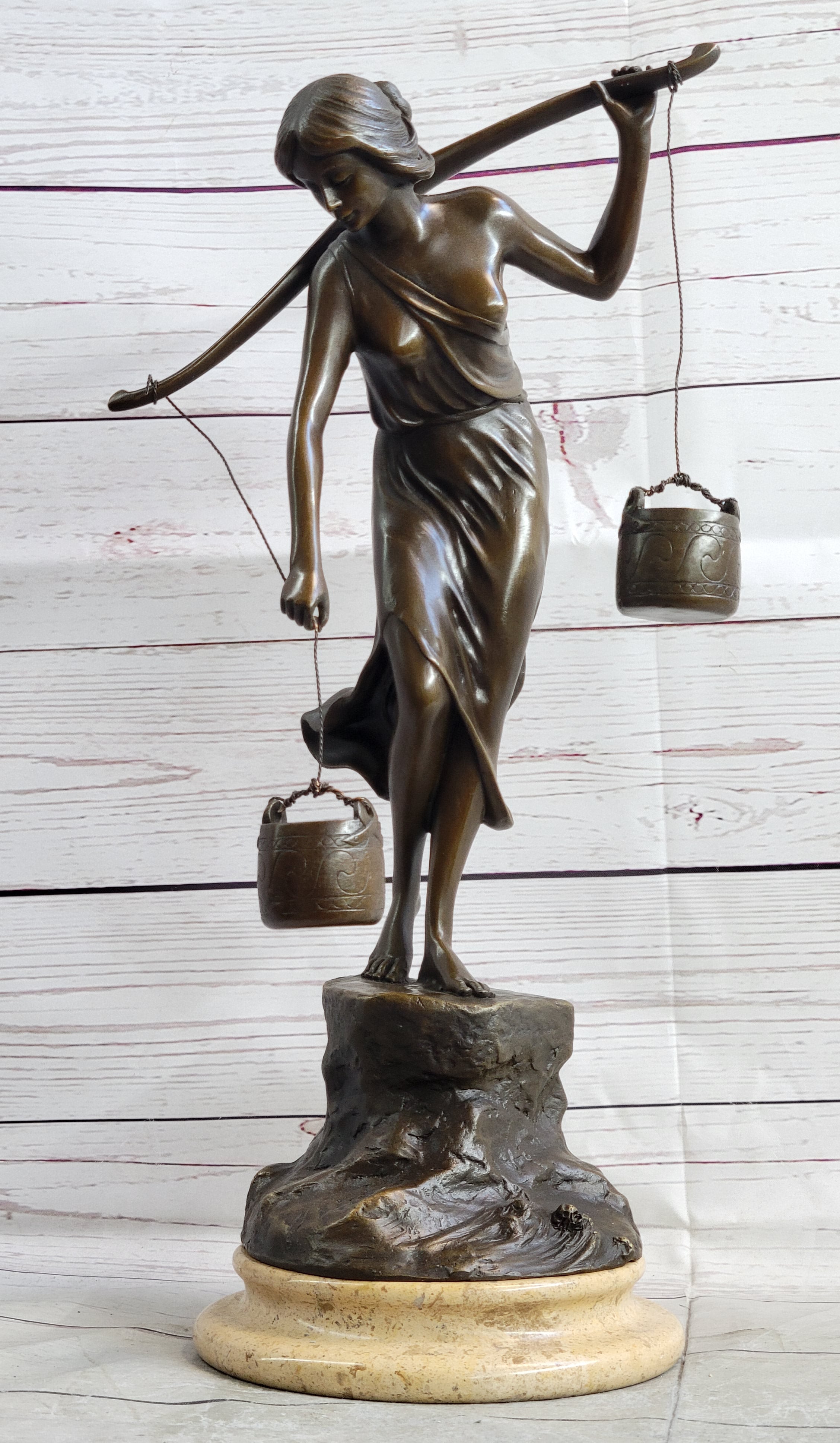 Water Bearer (1910) after Karl P. Kowalczewski Bronze on Marble